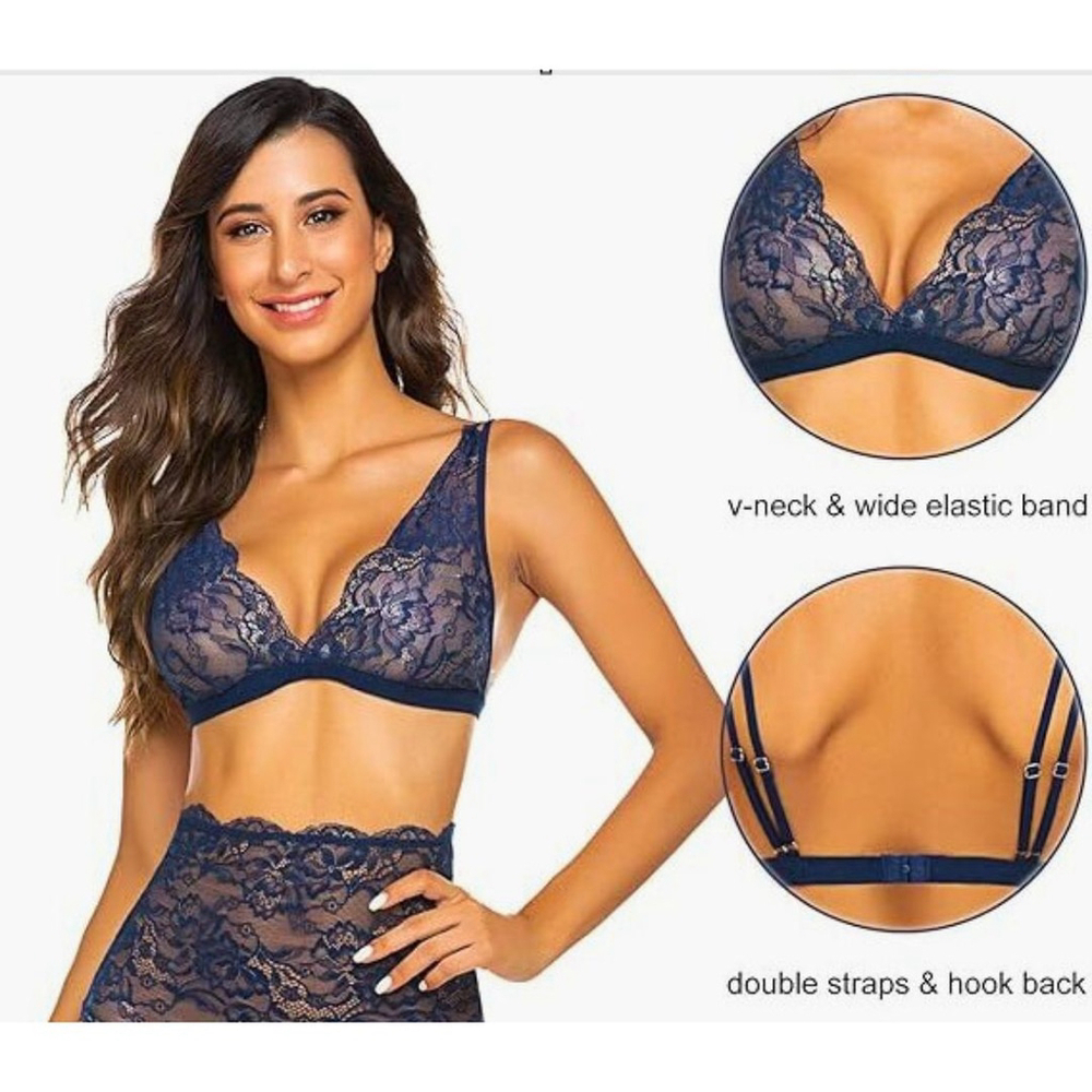 Women's Avidlove Blue Lace Bralette M